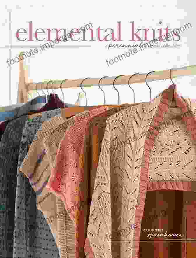 Elemental Knits Book Cover Featuring A Woman Wearing A Knitted Shawl Inspired By The Element Of Water Elemental Knits Courtney Spainhower